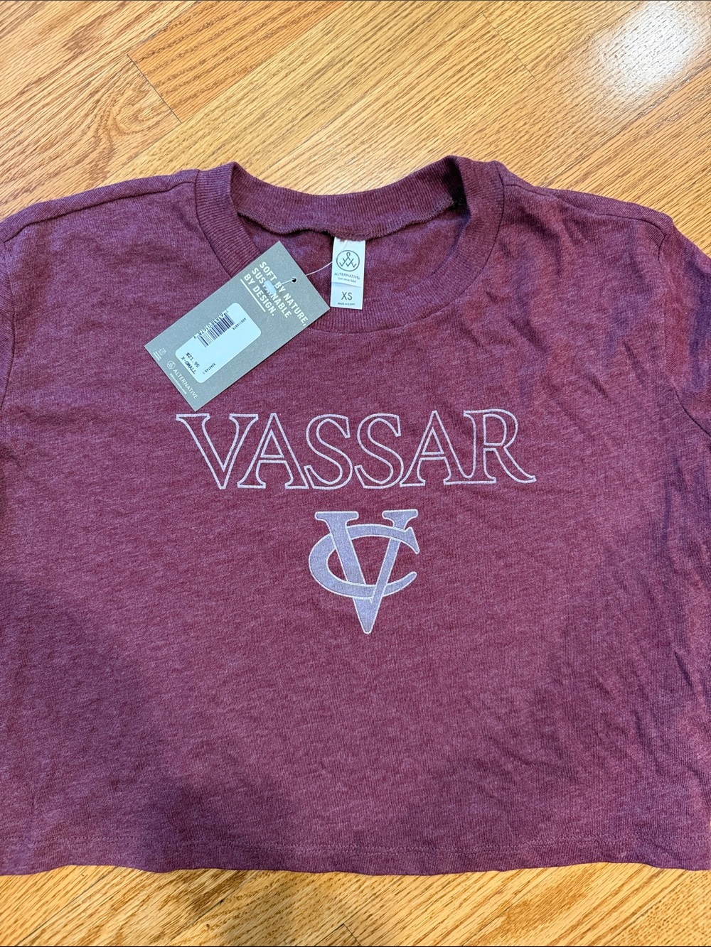 Vassar Maroon Crewneck Logo T-Shirt - Alternative